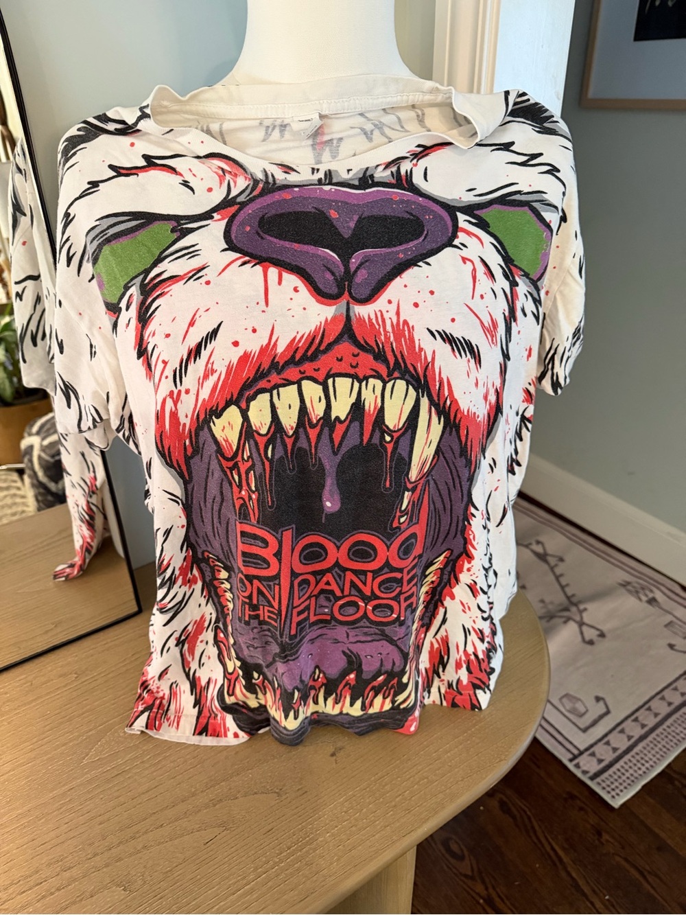 Graphic White “blood on the dance floor”Short Sleeve Tee  Monster Print